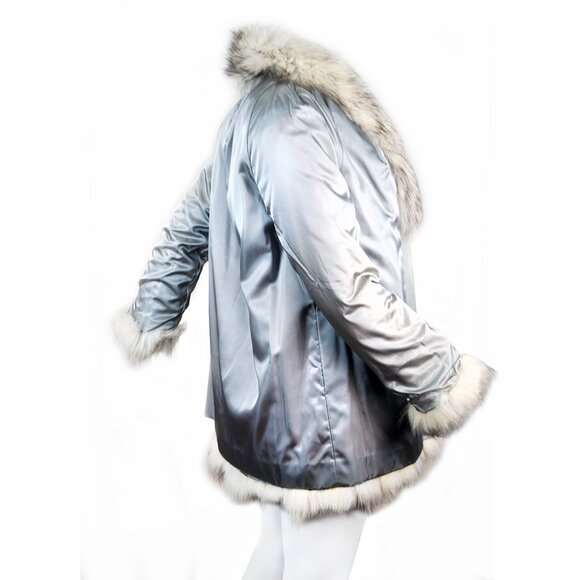 Genuine silver fox fur coat - Picture 5 of 8